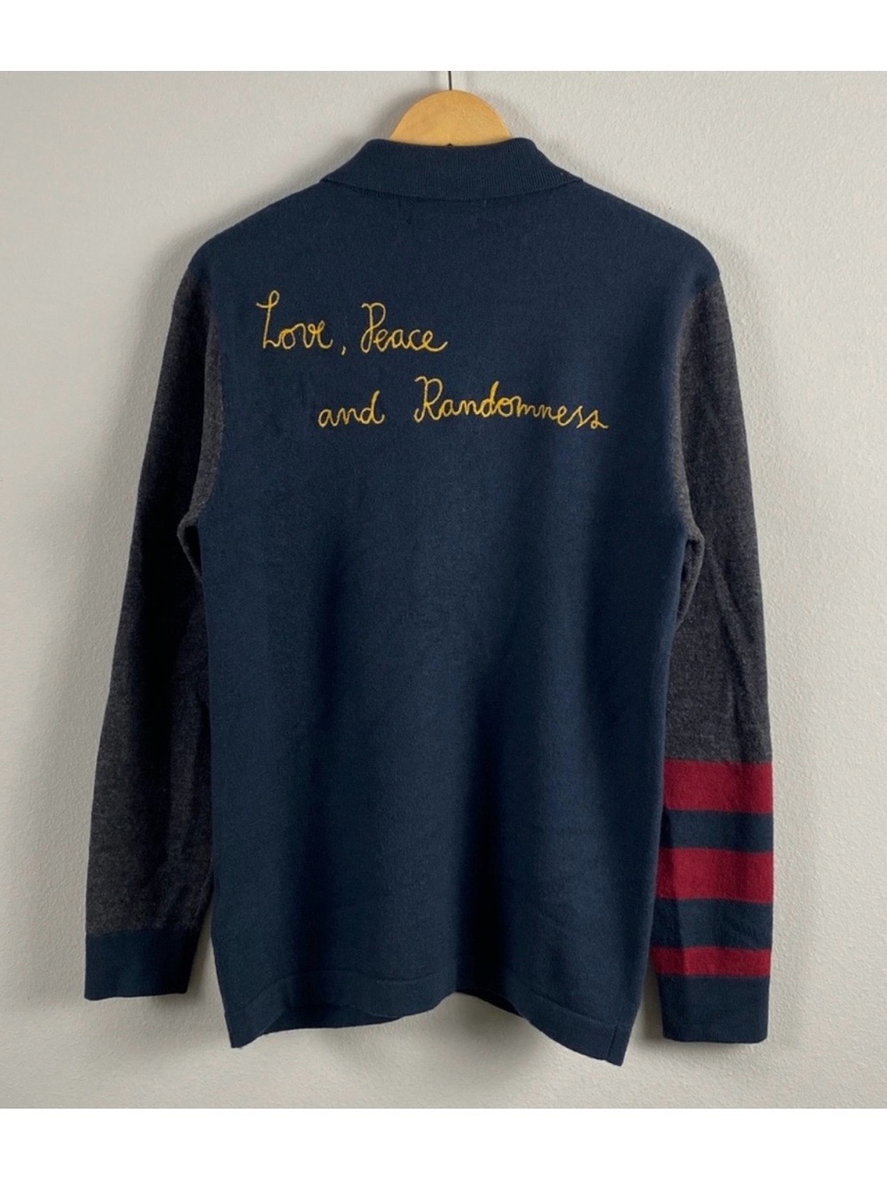 Scotch & Soda Wool Varsity Patch/Embroidered Long Sleeve Button Front Cardigan